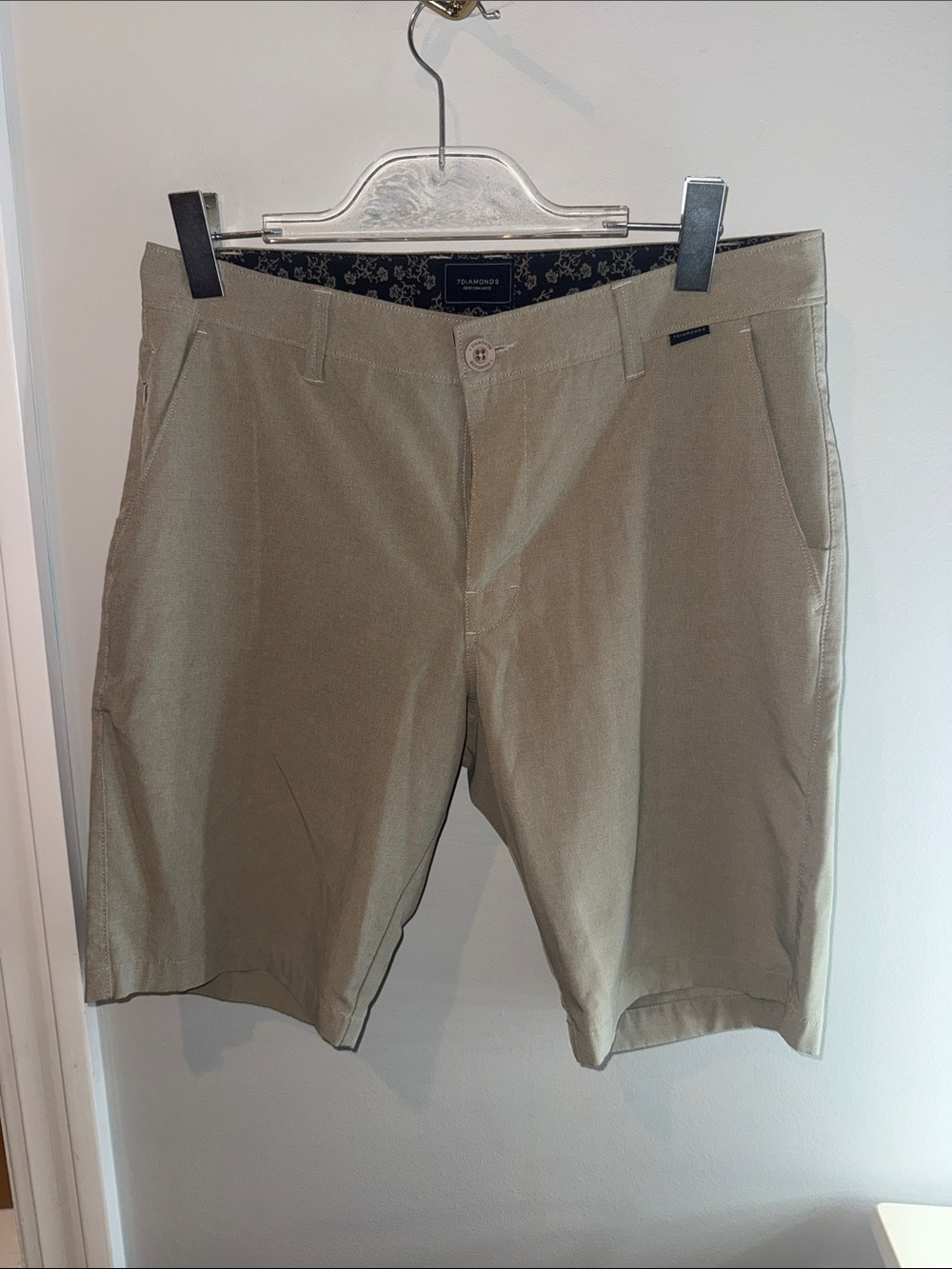 7 Diamonds Men's Flat Front Khaki Shorts